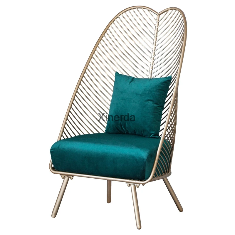 

Modern Simple Creative Iron Chair Metal Frame Iron Leisure Chair Household Living Room Lazy Single Study Balcony Golden Chair