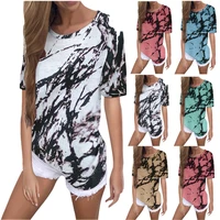 2022 summer new womens clothing loose top tie dye printed short sleeved t shirt women fashion all match office commuter tops