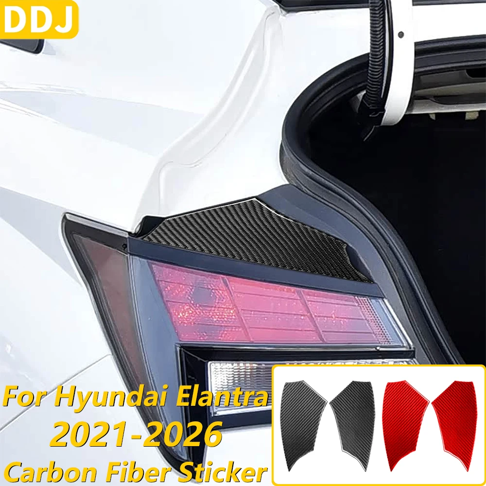 Фото Для Hyundai Elantra CN7 2021-2026: Декоративный комплект накладок из карбона на обе стороны задней двери багажника, аксессуары для автомобиля, наклейки №1