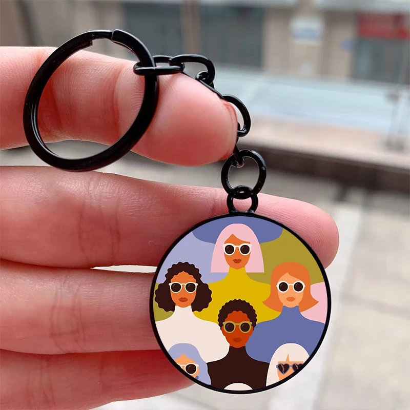 

Fashion Female diverse faces of different Keychain Cool Motorcycle Car Backpack Chaveiro Keychain Friend Keyring Accessories