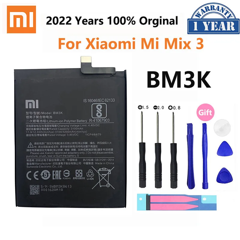 

Xiao Mi 100% оригинальный аккумулятор BM3K для Xiaomi Mix 3 Mix3 3200 мАч аккумулятор большой емкости