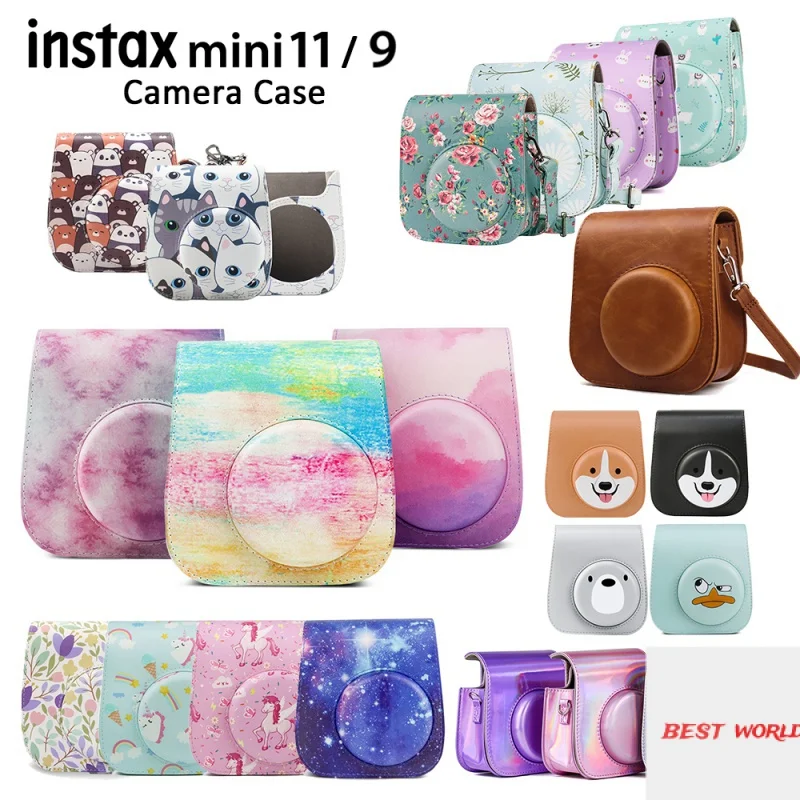 

Для Fujifilm Instax Mini 11 мгновенная пленка для камеры пу кожаная сумка чехол Чехол оболочка с плечевым ремнем розовый/синий/фиолетовый/серый/белый