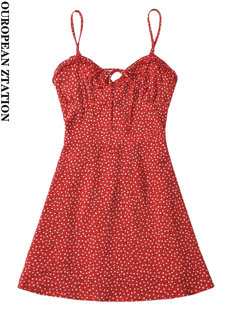 

Модное женское мини-платье PAILETE с принтом, 2023, пикантные женские платья на тонких бретельках с открытой спиной, vestidos mujer