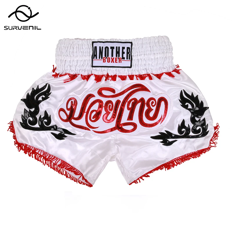 Muay Thai Shorts Mens Womens Fashion Thai Boxing Shorts Embroidery Patch Kids MMA Pants Fitness Fight Kickboxing Training Wear