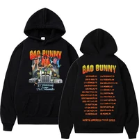 hot new bad bunny el ultimo tour del mundo 2022 double sided graphic print hoodies regular men women hip hop fashion sweatshirt