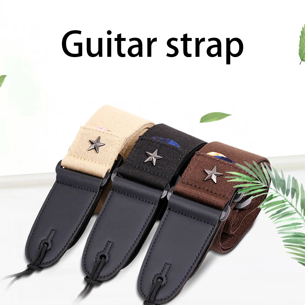 

Universal Guitar Strap Adjustable Nylon Guitar Belt with PU Leather Ends for Folk Wooden Classical Musical Instrument Parts
