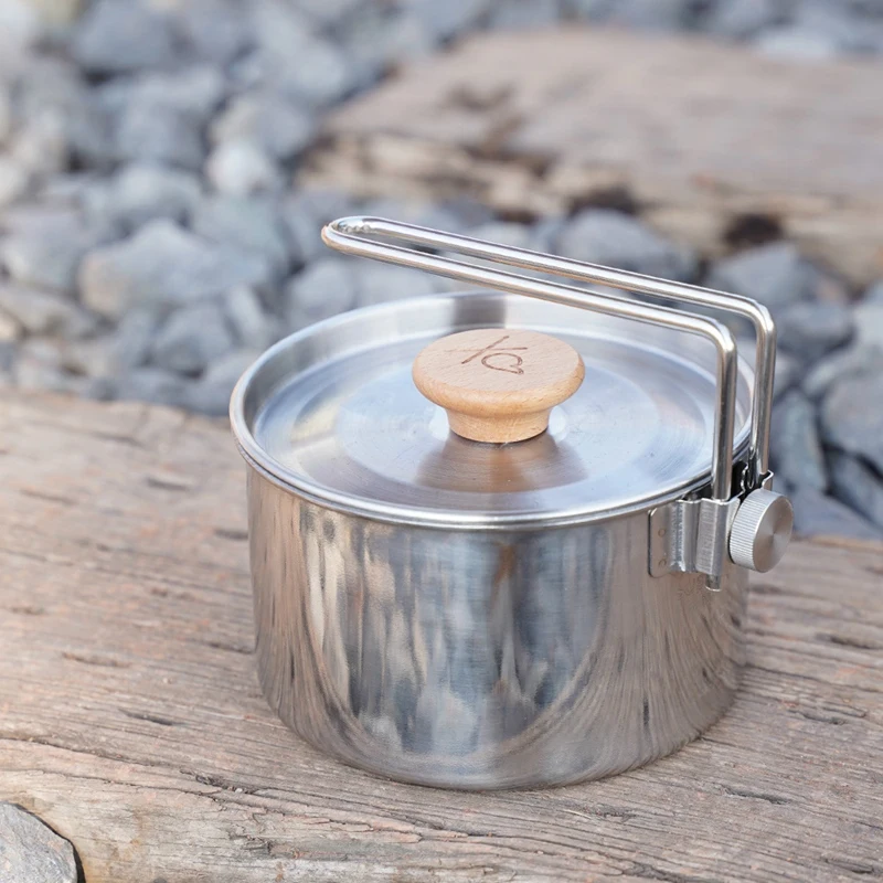 

1L Stainless Steel Kettle Outdoor Tea Coffee Kettle Tableware Pot Supplies Tourist Dishes Hiking Cooking