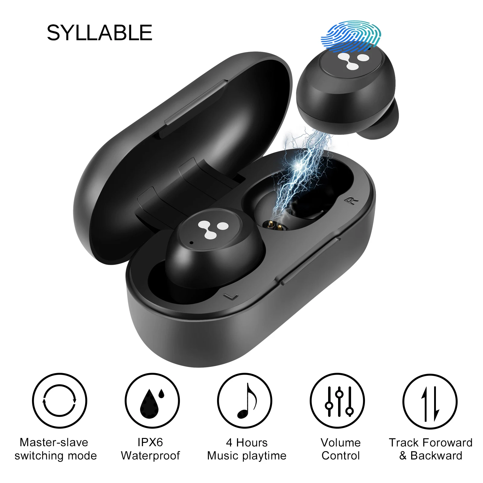 

Original Touch SYLLABLE S103 Fit for BT V5.0 Earphones Master-Slave Switching Mode 50mAh Touch Headset S103 Volume Adjustment