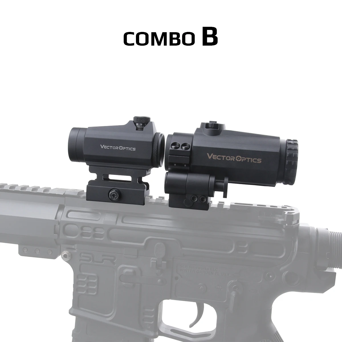 Оптический прицел Vector Optics Maverick Gen3 1x22 с резиновой крышкой красной точкой 3x22 лупой