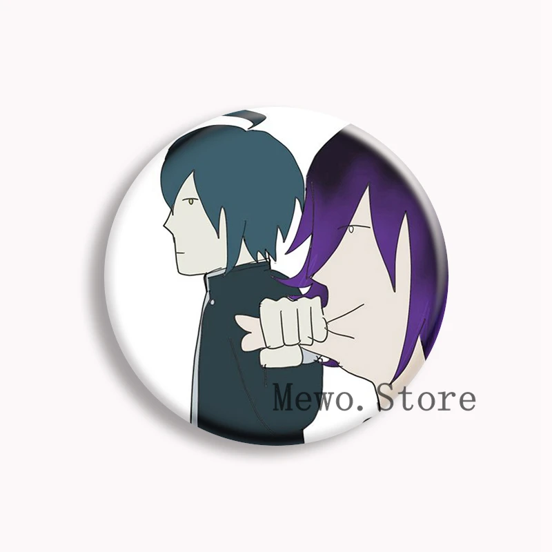 Фото Kokichi Ouma Shuichi Saihara Danganronpa V3 Брошь на пуговицах Dangan Ronpa Fun Meme Значок Сумка Декор Фанаты Коллекционировать друзья Подарки №3