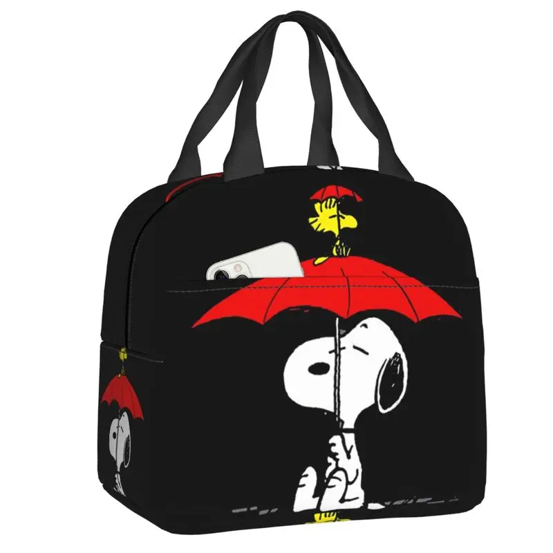 Изолированная сумка для ланча Snoopys Dog Umbrella школы и офиса водонепроницаемая