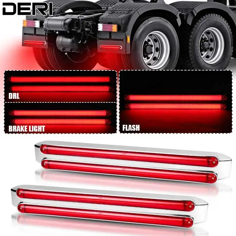 

12V 24V LED Stop Tail Light Brake Flash Lamp DRL Red Taillights Waterproof For Buses Trucks Trailers Lorries Side Maker Lights