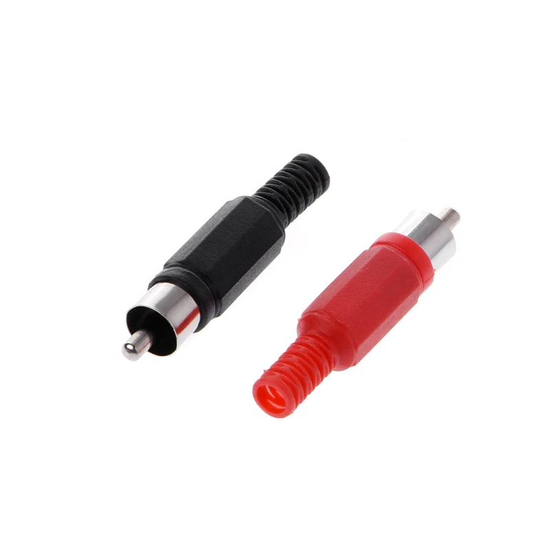 

10 Pcs Black Red Solder RCA Male Plug Audio Video Adapter Connector