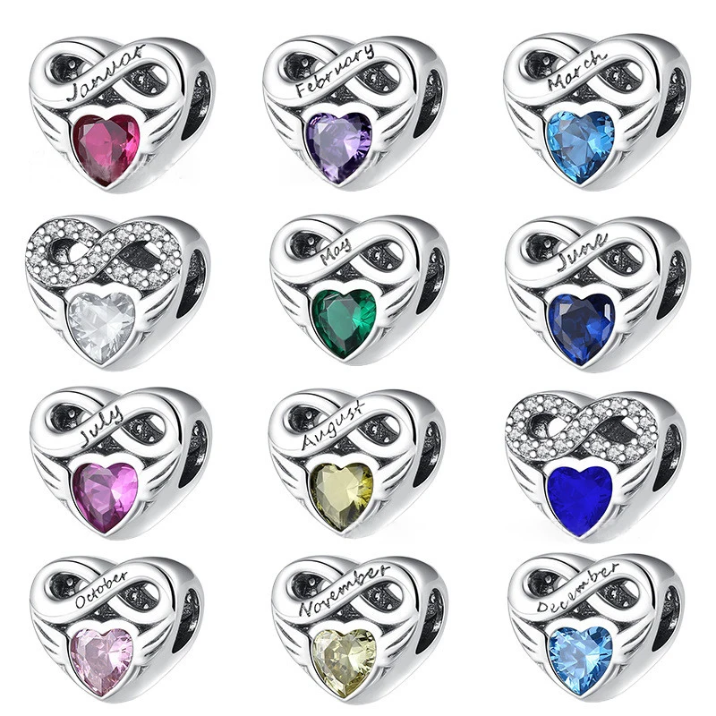 

KOJ Colorful Birthstone Bead For Women Girls Fit Original Pandora Charms Bracelet DIY Making Jewelry Charming Gifts