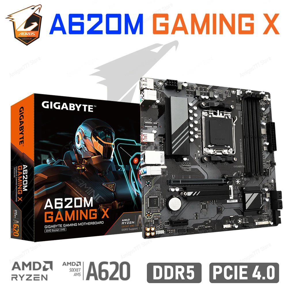 AM5 комплект Socket AM5 Gigabyte A620M GAMING X DDR5 материнская плата RYZEN 7000 двухканальная 128G M.2 PCIE 4,0 Новый AMD A620
