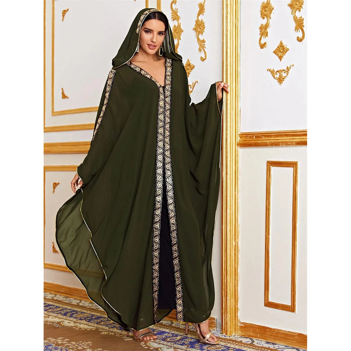 

Dress Women Abaya Big Swing Muslim Long Robe Femme Musulmane Kaftan Turkey Hijab Abaya Dubai Bat Sleeve Vestido African Dresses