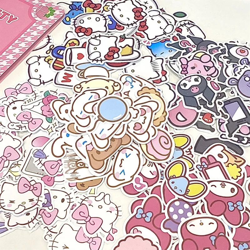 

40pcs Sanrio Cinnamoroll Waterproof Sticker My Melody Hello Kitty Kuromi Cartoon Cute Diy Decoration Hand Account Stickers