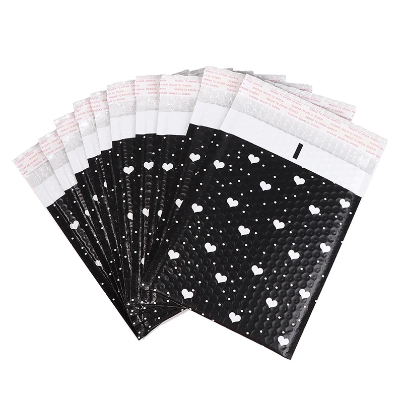 

New 10pcs Bubble Mailers purple Poly Bubble Mailer Self Seal Padded Black Love Bags For Book Magazine Lined Mailer Self Seal