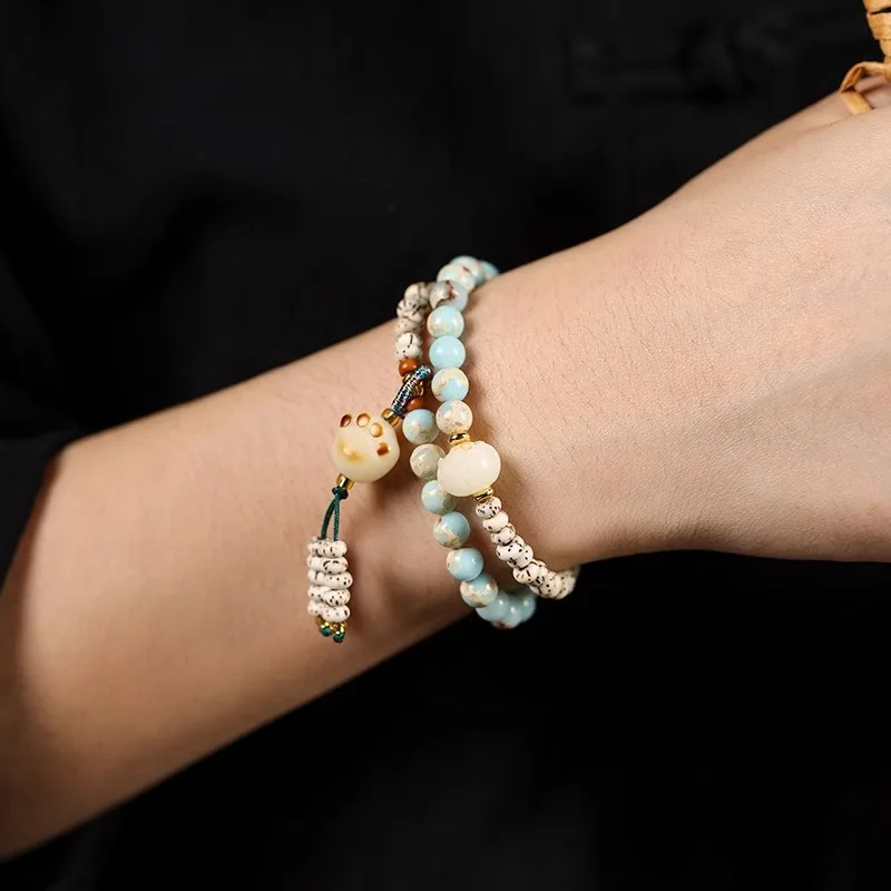 Натуральный ретро браслет со звездами луной Бодхи многокруговой ручной Shoushan stone