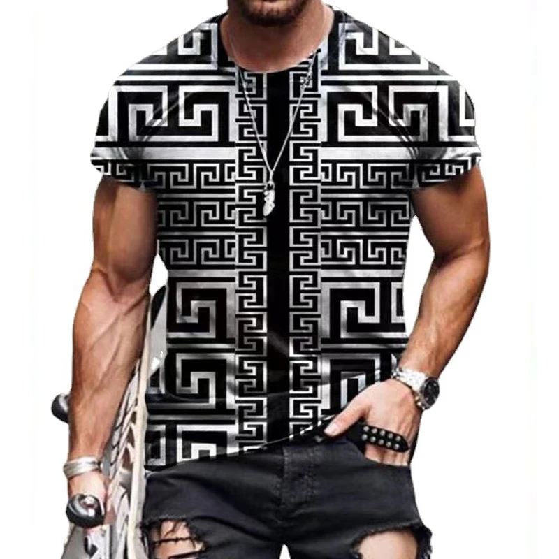

New Mosaic Color Matching Printing Fashion T-Shirt For Men 3d Printed Tops Summer Short-Sleeved Casual Loose T-Shirts For Men