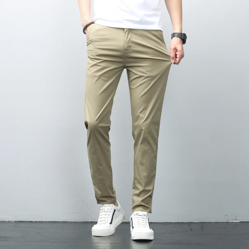 Брюки мужские Стрейчевые классические тонкие хлопковые штаны брюки-Чино