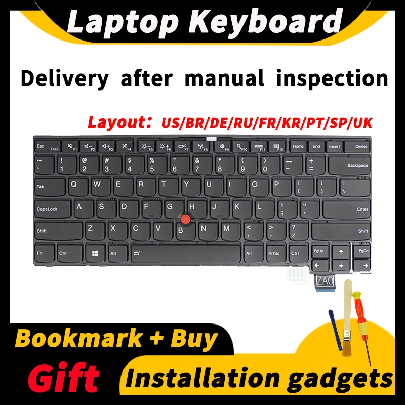 For Lenovo ThinkPad T460S T470S S2 2ND GEN 13 Keyboard US/BR/DE/RU/FR/KR/PT/SP/UK Layout 00UR367 01ER881