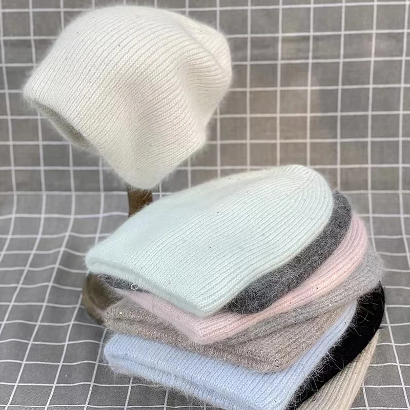 Новая модная Зимняя Шапка-бини из ангоры в виде кролика мягкая однотонная