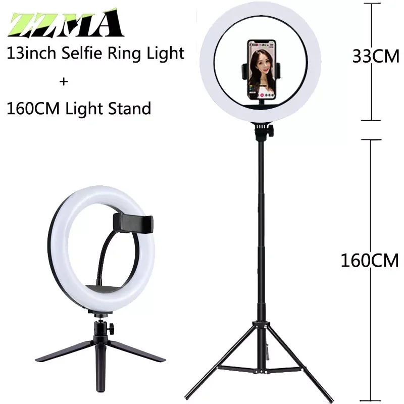 

Video Light Dimmable Selfie LED Ring Light USB ring lamp Photography Rim Light With Tripod Stand Holder For TikTok Youtube