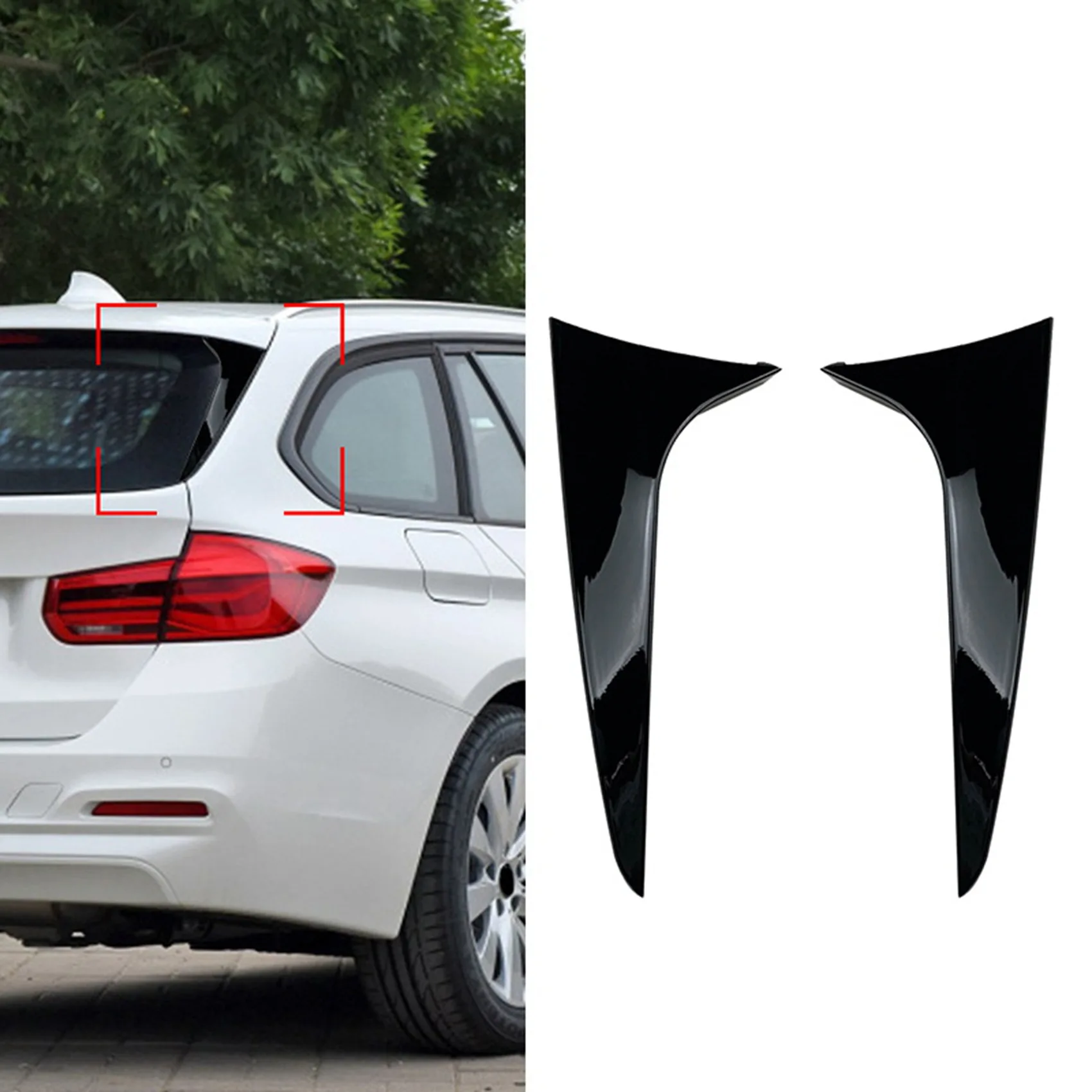 

1 Pair Rear Behind Window Spoiler Rear Side Wing Roof Spoiler Canards Aprons Sticker Body Kit For BMW 3 Series F31 2012-2018