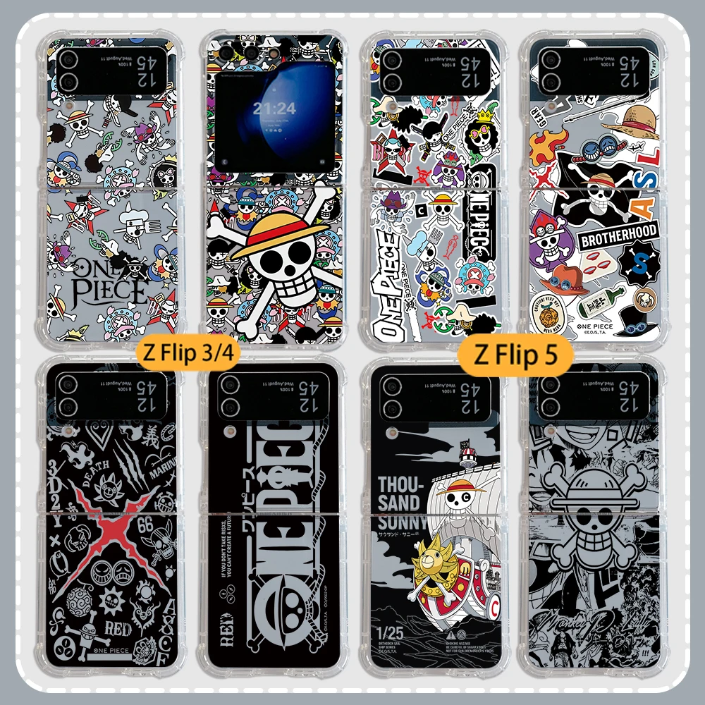 Фото Чехол для телефона с японским аниме L-Luffys с логотипом для Samsung Galaxy Z Flip 3 4 Z Flip 5 Z Fold 4 5G PC Ones Мягкий противоударный чехол №1