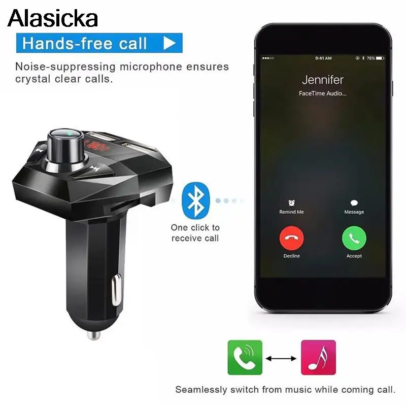 

Bluetooth 5.0 Car MP3 Player Wireless FM Transmitter Audio Adapter Hands-free Car Dual USB Ports Charging Car Accessories