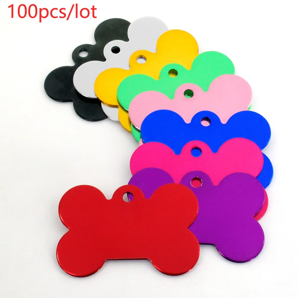 

Wholesale 100pcs/lot Dog ID Tag Pet Bone Tags Nameplate Personalized Anti-lost Dog ID Tag Identification Pet Collar Accessories