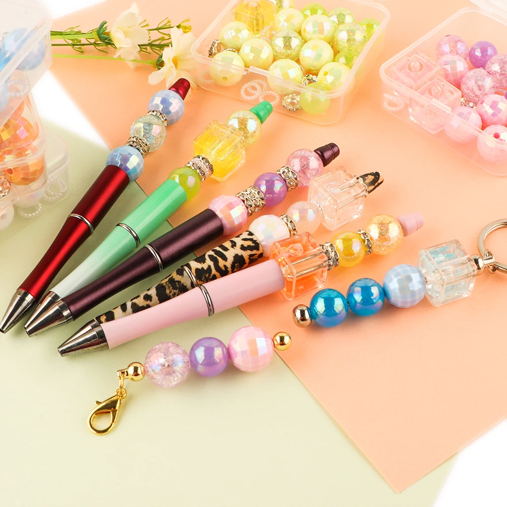 Блестящие жемчужные бусины 1 комплект акриловые Круглые для изготовления