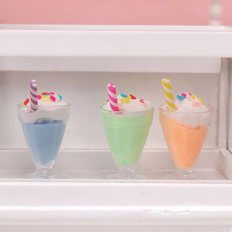 

1Pc 1:12 Dollhouse Miniature Ice Cream Cups Model Food Accessories For Doll House Decor Kids Pretend Play Toys Random Color