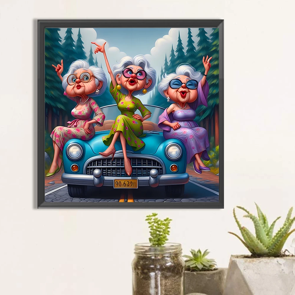 5D DIY Полный круглый дрель Алмазная картина Бабушка Комплект Домашний декор