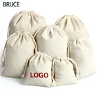 Подарочный пакет из хлопка и льна, 20 шт., упаковка для ювелирных изделий по индивидуальному заказу, мешочек для макияжа, свадебной вечеринки, сумка для хранения конфет саше с принтом логотипа