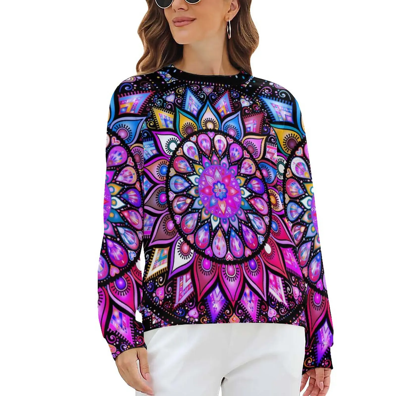 

Colorful Mandala Hoodies Winter Vintage Print Street Fashion Oversized Hoodie Lady Long Sleeve Retro Graphic Casual Sweatshirts