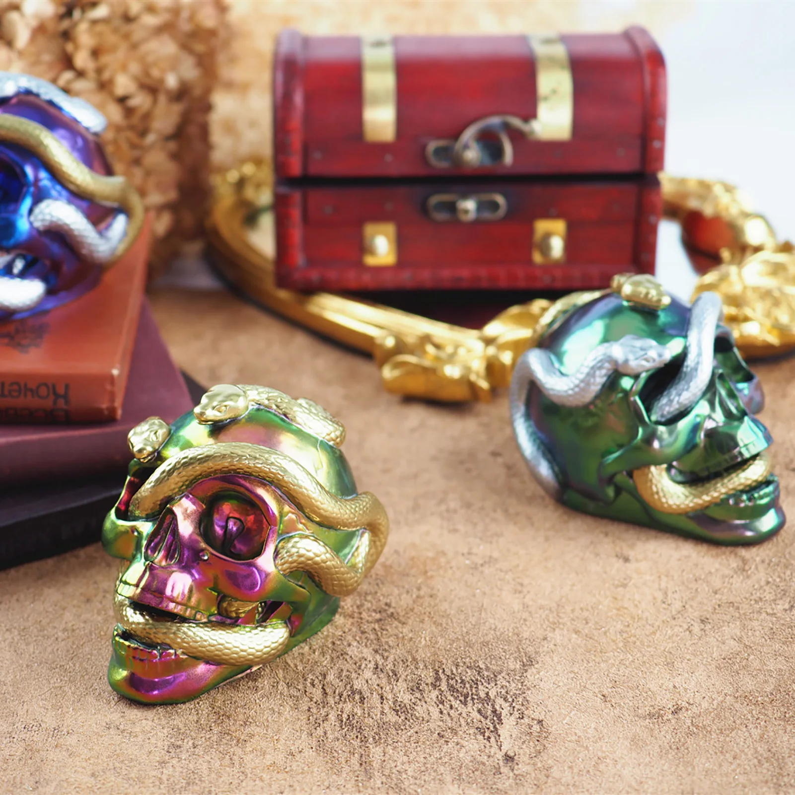 

3D Skull Silicone Mold Double Snake And Skull Mold Spooky Skull Epoxy Resin Molds For Crafts DIY Chocolate Molds Home Decor