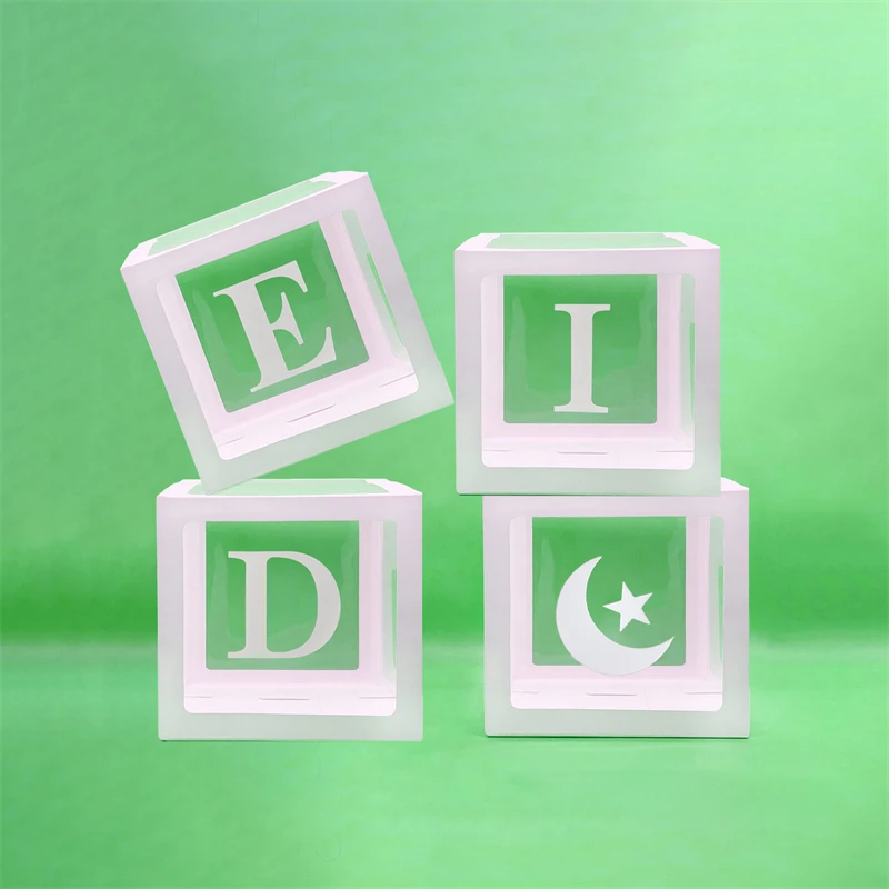 

Eid Mubarak Transparent Box Letter Balloon Box A- Z Moon Star Ramadan Decoration for Home Baby Shower Muslim Islamic Party Decor