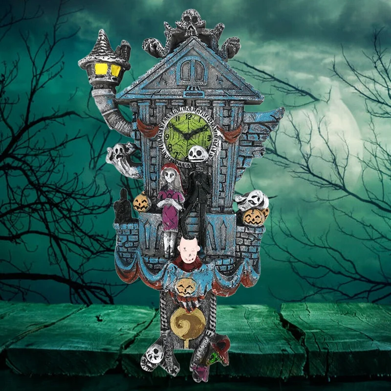 

Часы Cuckoo на Хэллоуин ручной работы Кошмар перед Рождеством настенные часы Призрак Скелет Хэллоуин Декор настенные часы