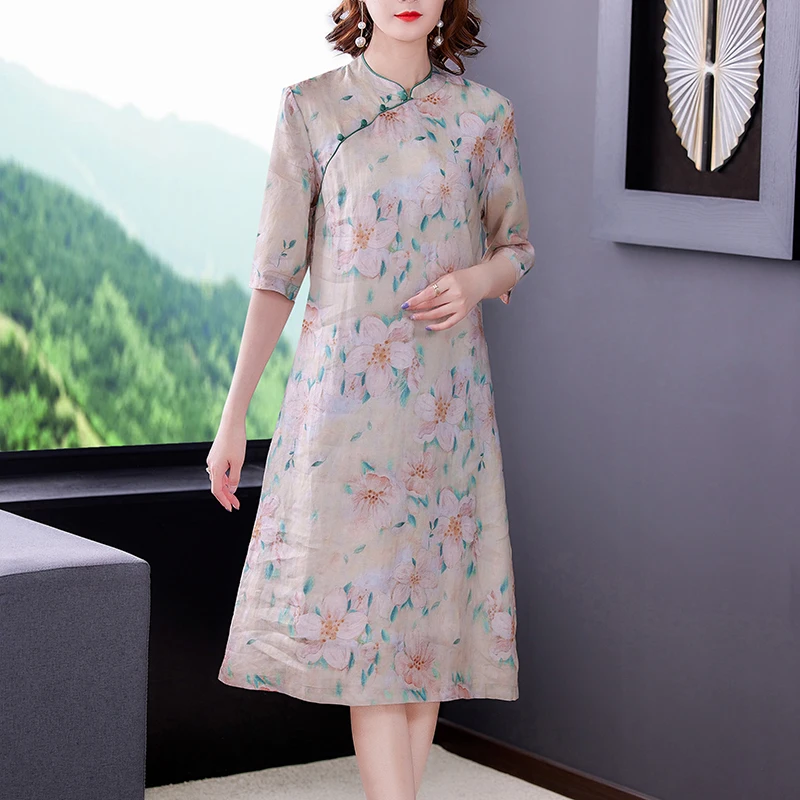 

Summer Boho Floral Ramie Short Sleeve Midi Dress Women Korean Fashion Light Beach Sundress 2023 New Elegant Bodycon Party Dress