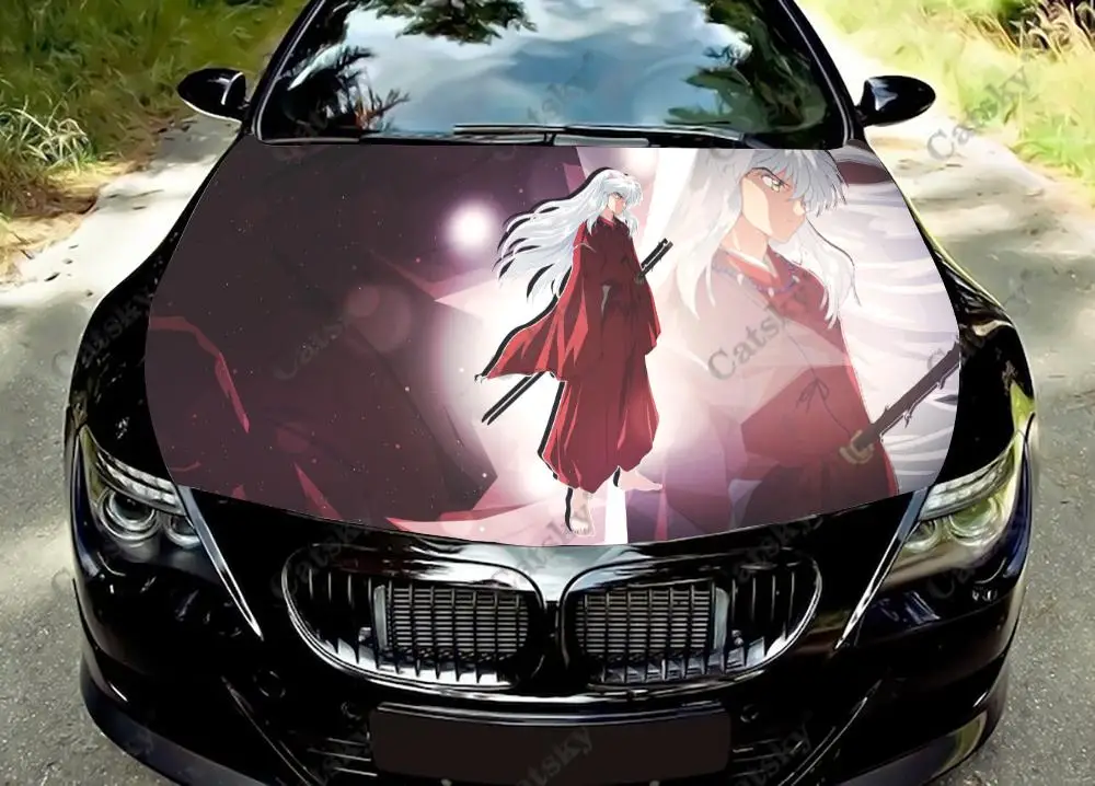 

Аниме виниловые наклейки на капот автомобиля Inuyasha, виниловая пленка, наклейки на крышку двигателя, автомобильные аксессуары