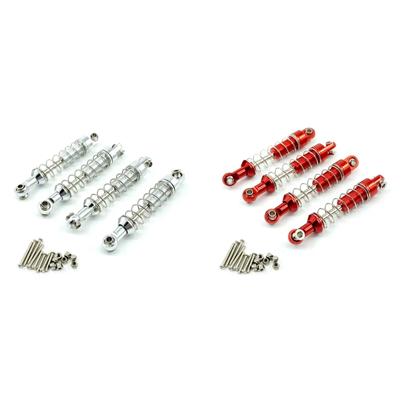 

2 Set For MN D90 MN-90 MN99S WPL C14 C24 C34 RC Car Metal Shock Absorber Damper Parts Accessories, Silver & Red