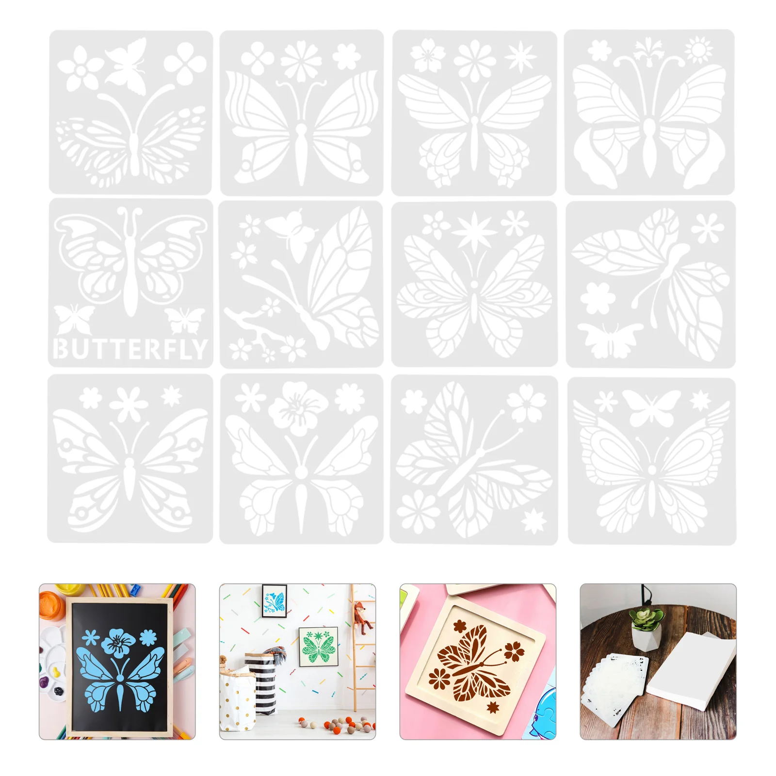 

12pcs Butterflies Pattern Templates Hollow Painting Template DIY Drawing Template