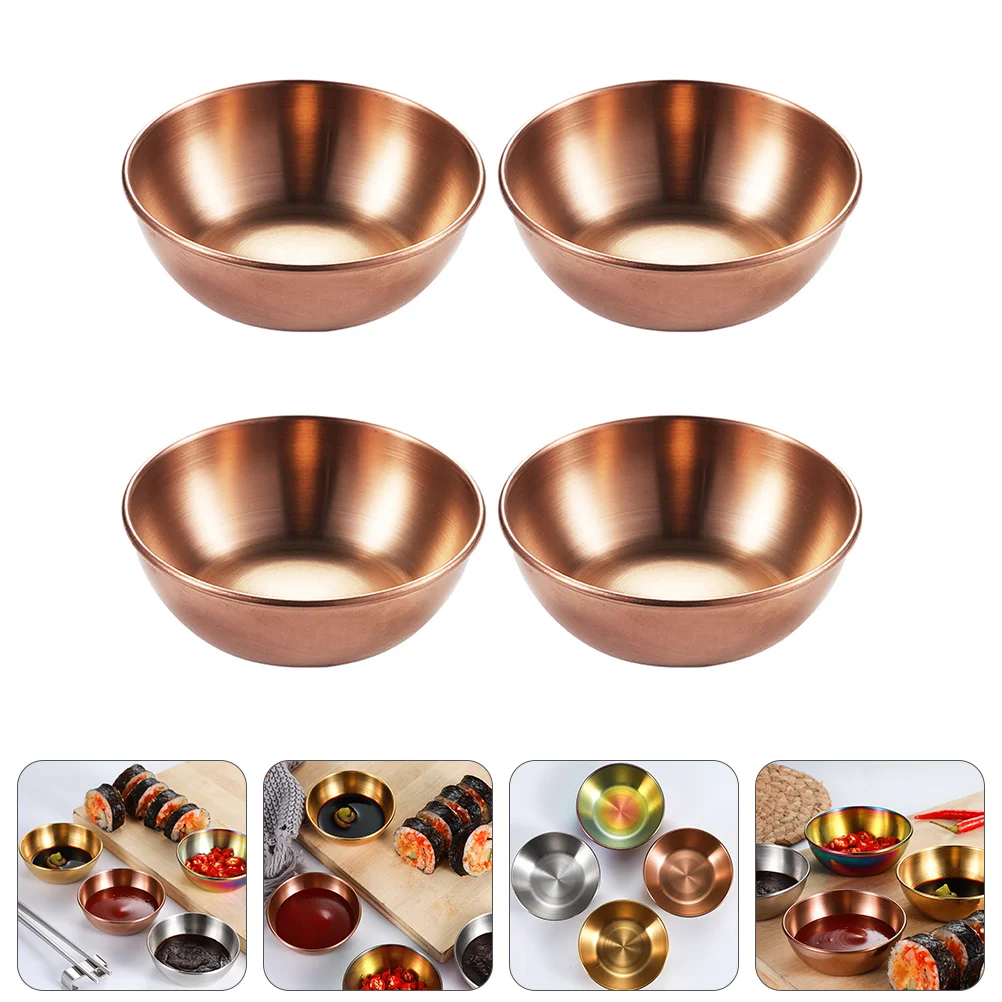 

Dishes Sauce Dipping Dish Bowl Bowls Sushi Dip Mini Steel Metal Plate Seasoning Cups Soy Serving Saucer Stainless Round Tasting
