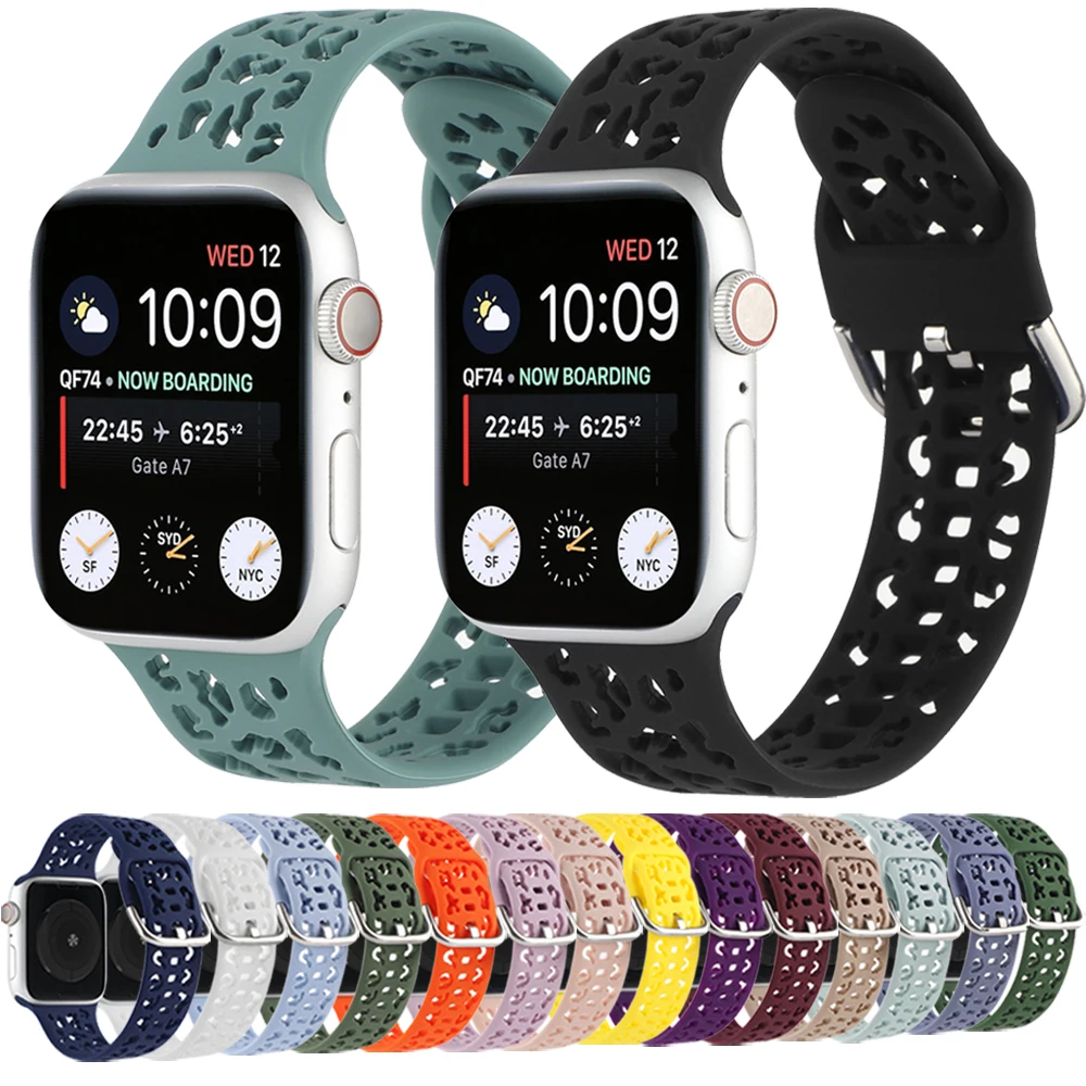 

Sports Silicone Watch Strap For Apple Watch Band 7 6 SE 41mm 45mm 40mm 44mm Bracelet For iWatch Series 5 3 38mm 42mm Wristbands
