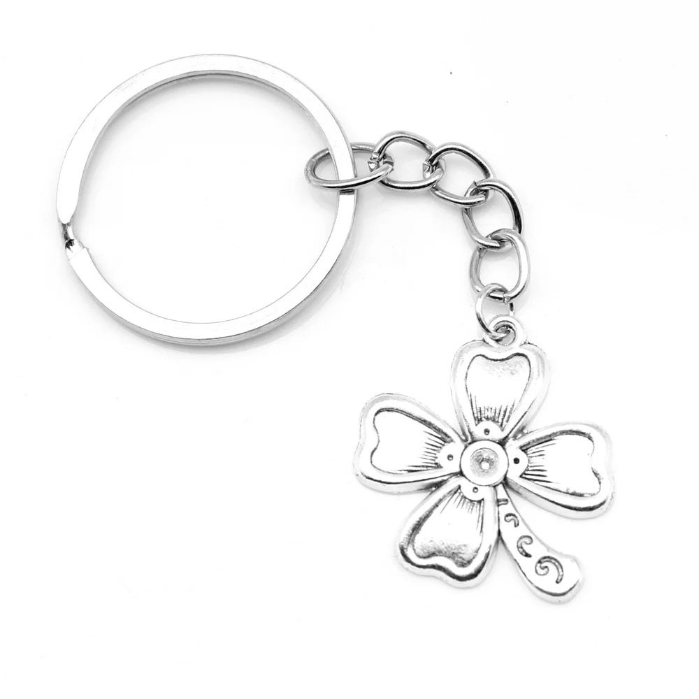 

1pcs Antique Silver Color 24x28mm Four Leaf Clover Keychain Handmade Jewerly Diy