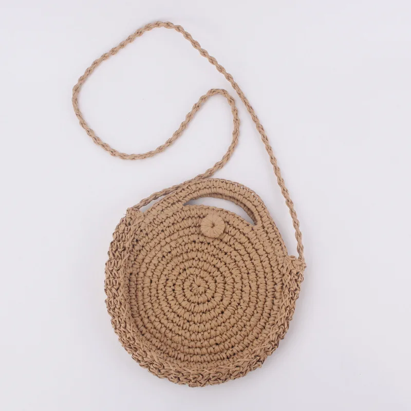 

Fashion New Ladies Holiday Beach Braided Bag Round One Shoulder Crossbody Dual Use Versatile Casual Straw Bag