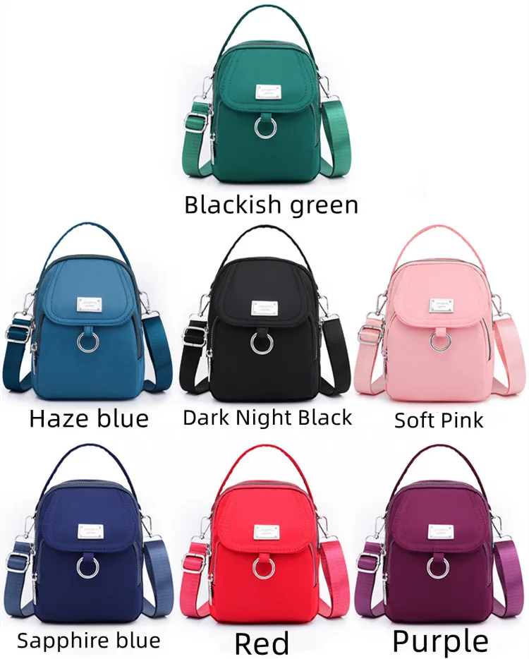 Womens Fashion Oxford Solid Color Shoulder Bag Lightweight Durable Female Crossbody Bag Multi Pocket and Large Capacity Handbag