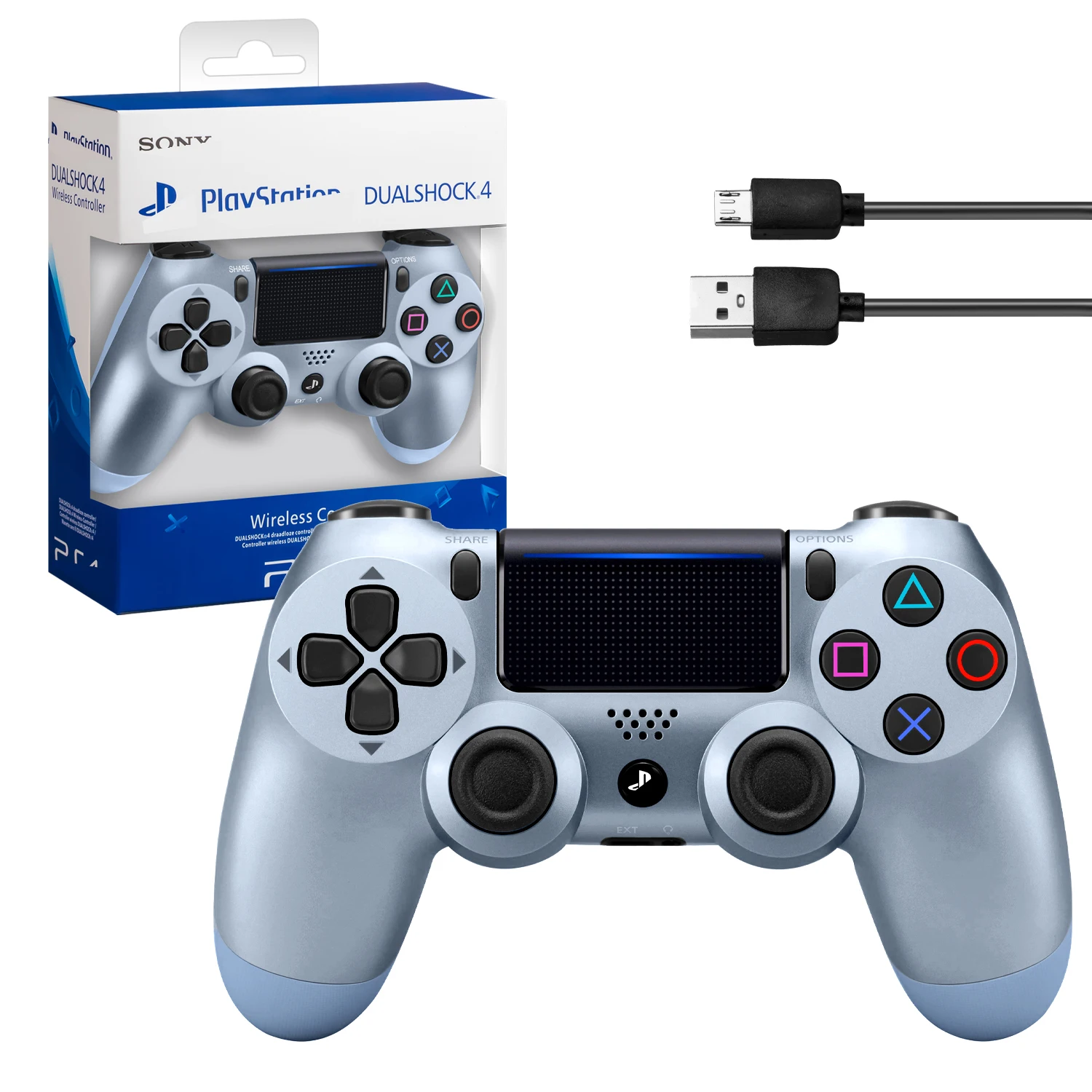 

Геймпад Игровой Джойстик Для Приставки PS4 DualShok 4 для ПК/PS4, серый металлик